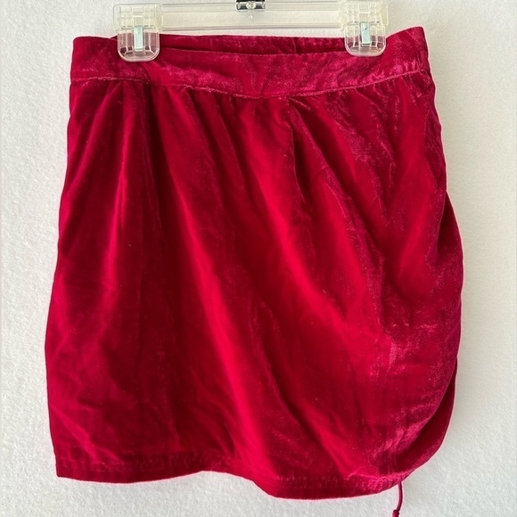 FINAL SALE Free People Vivienne Velvet Ruched Cinched Mini Skirt Rose Hypnotic 2 - Picture 3 of 7